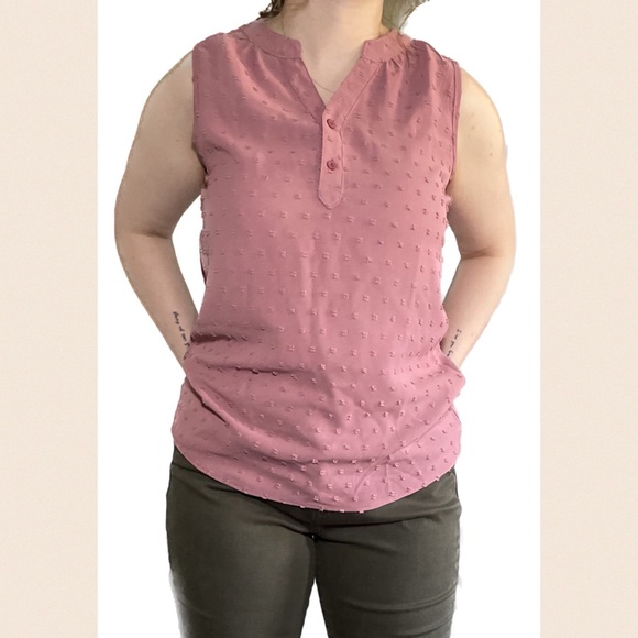 Sleeveless Pink Top with Pop Out Thread Detailing, worn only a few times - Picture 1 of 4